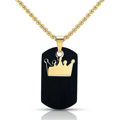 Queen Crown Tag Box Chain Necklace