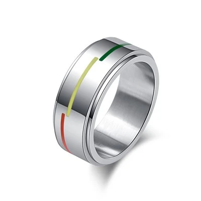 Rainbow Stripe Stainless Steel Spinner Ring