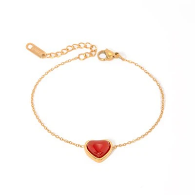 Red Onyx Heart Chain Bracelet