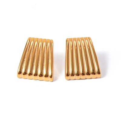 Ribbed Rectangle Earring