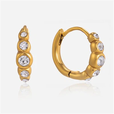 Round Rhinestones Hoop Earrings