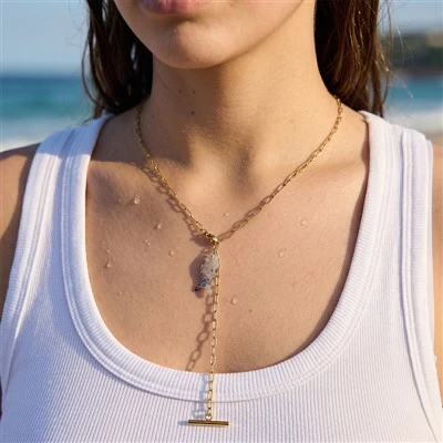 Shell Fish Pendant Lariat Necklace