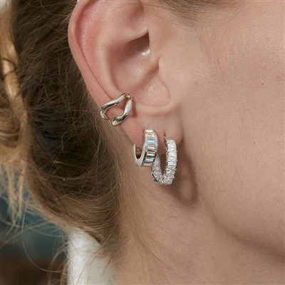 Shiny Cubic Zirconia Huggie Hoop Earrings