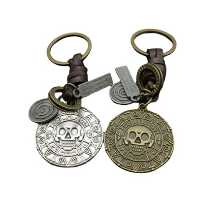 Skull Card Keychain | Braided Leather Vintage Accessory