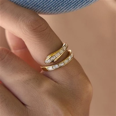 Sleek Double Wrap Inlaid Ring