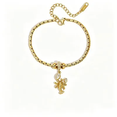 Sparkling Lobster Charm Bracelet
