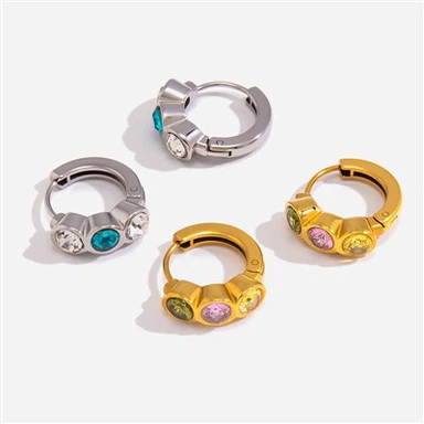 Spring Color CZ Huggie Hoops