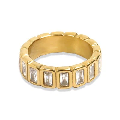 Stainless Steel Bezel Ring Band