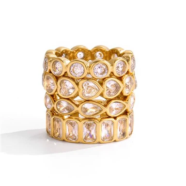 Stainless Steel Heart Eternity Ring