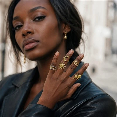 Statement Sun Face Open Ring
