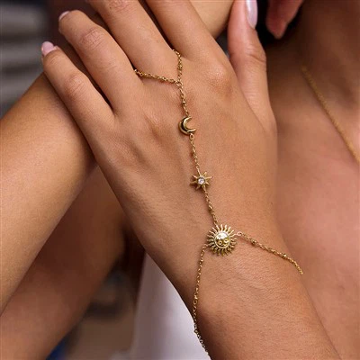 Sun And Moon Star Finger Bracelet