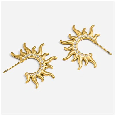 Sunburst Zircon Huggie Earrings