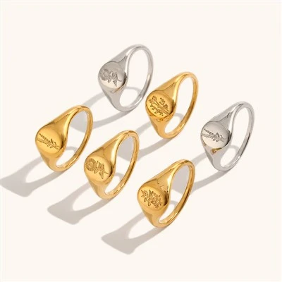 Sunflower Engraved Signet Ring