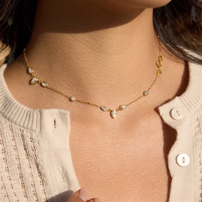 Teardrop Chain Mini Sparkle Necklace