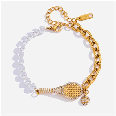 Tennis Racket Charm Zircon Bracelet