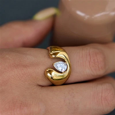 Thick Teardrop Cuff Ring