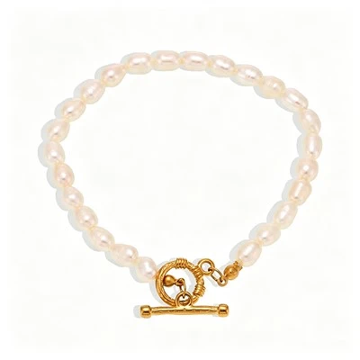 Toggle Clasp Irregular Pearl Bracelet