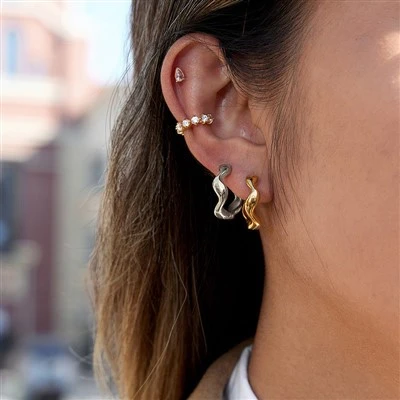 Twisted Wave Irregular Huggie Hoop Earrings