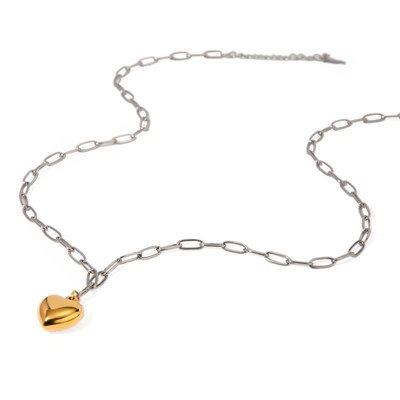 Two Tone Heart Paperclip Necklace