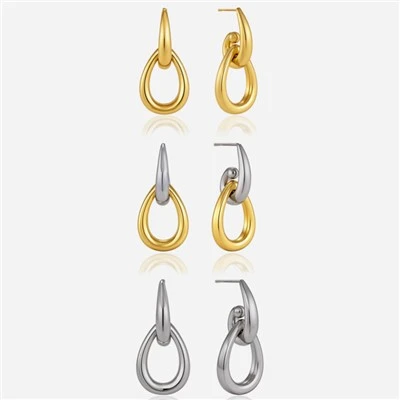 Two Tone Link Drop Earrings