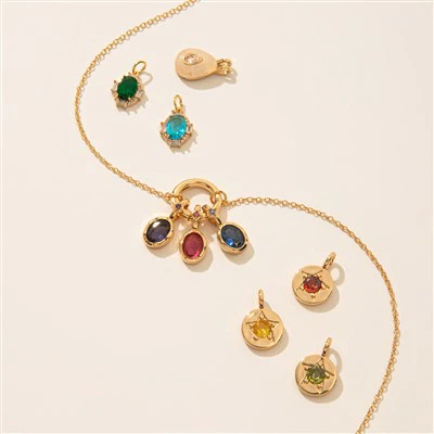 Vintage Natural Stone Birthstone Pendant Charms