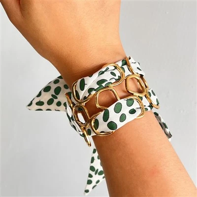Wide Scarf Square Link Cuff Bangle