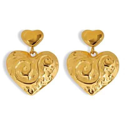 Wrinkles Heart Stud Earring