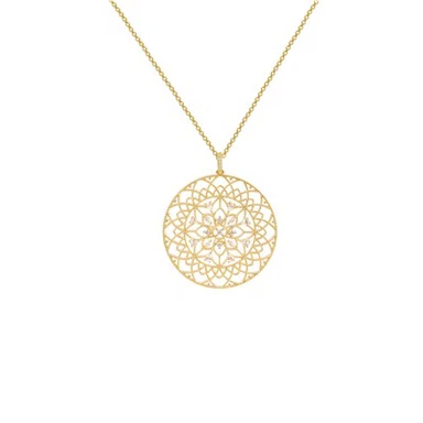 Zircon Filigree Disc Necklace