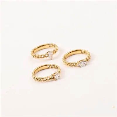 Zircon Stainless Steel Chain Ring
