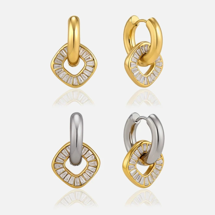 Square Baguette Huggie Earring