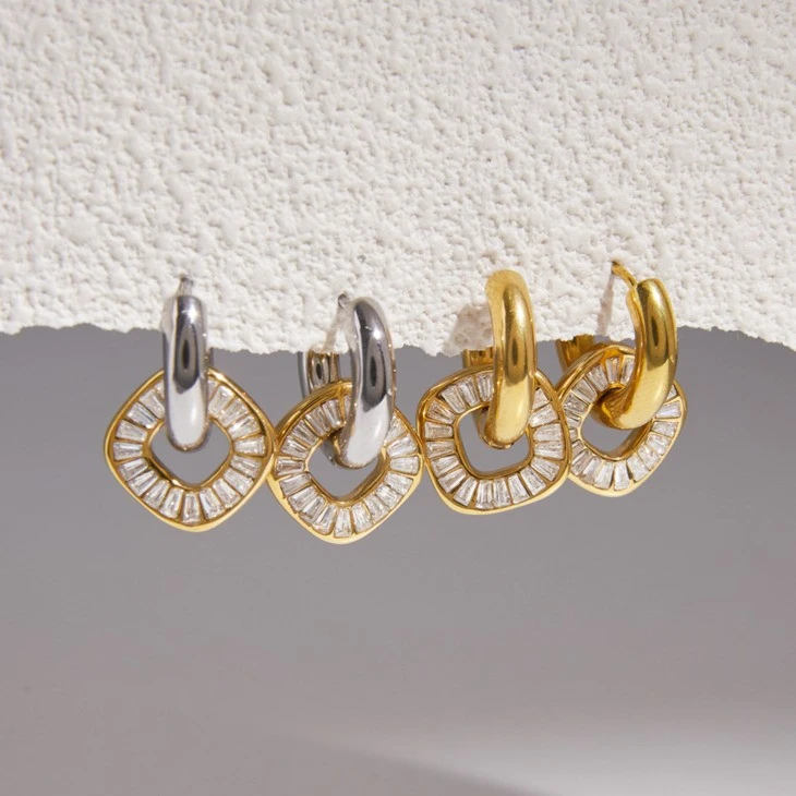 Square Baguette Huggie Earring factory