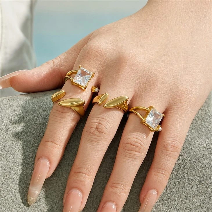Square Stone Pearl Open Ring best