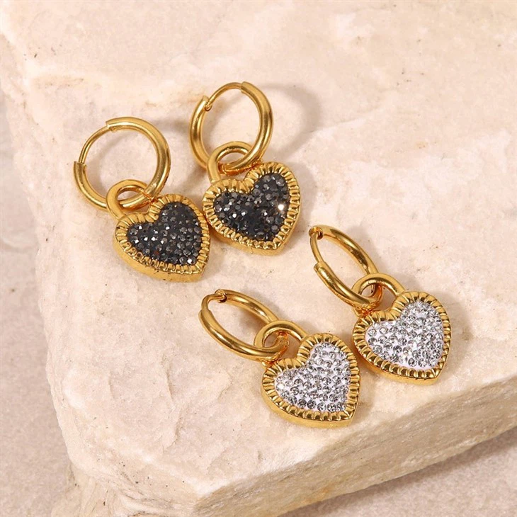 Stainless Steel Heart Hoop Earrings