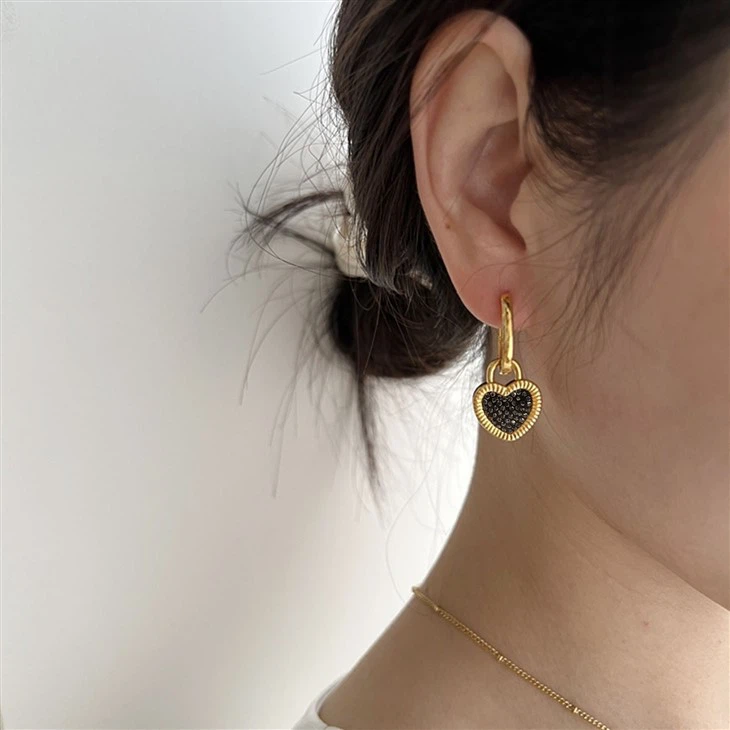 Stainless Steel Heart Hoop Earrings