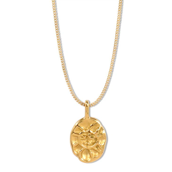 Stainless Steel Sunflower Sweater Chain Necklace