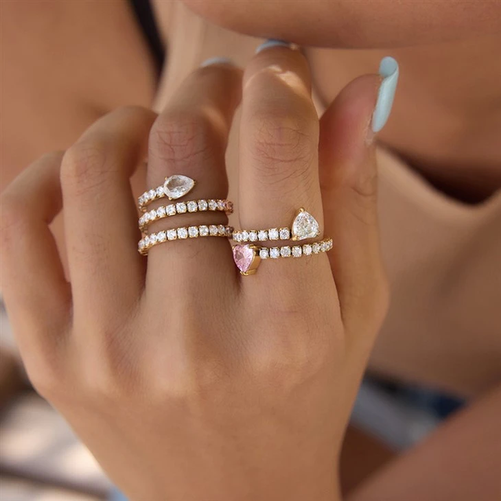 Stainless Steel Two Stone Statement Ring