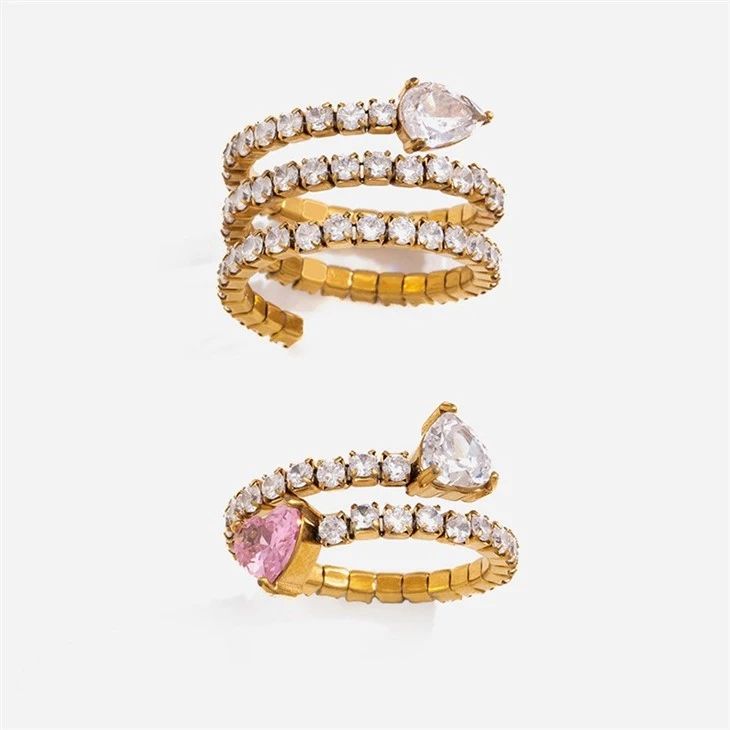 Stainless Steel Two Stone Statement Ring high quality