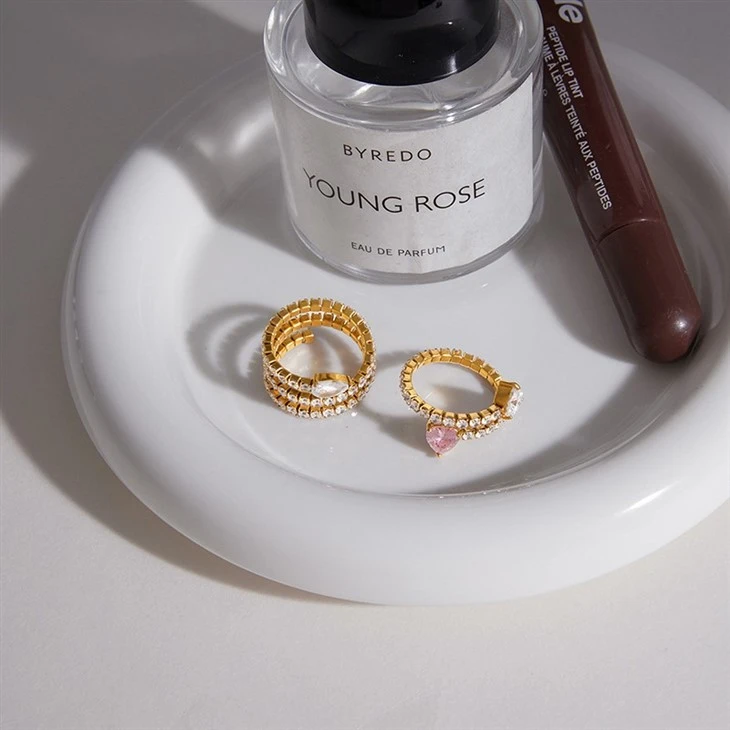 Stainless Steel Two Stone Statement Ring high quality