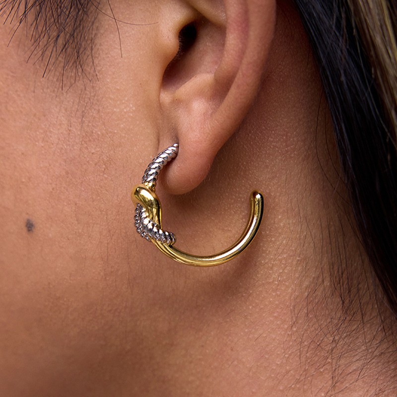 Stainless Steel Two Tone Knot Hoops factory