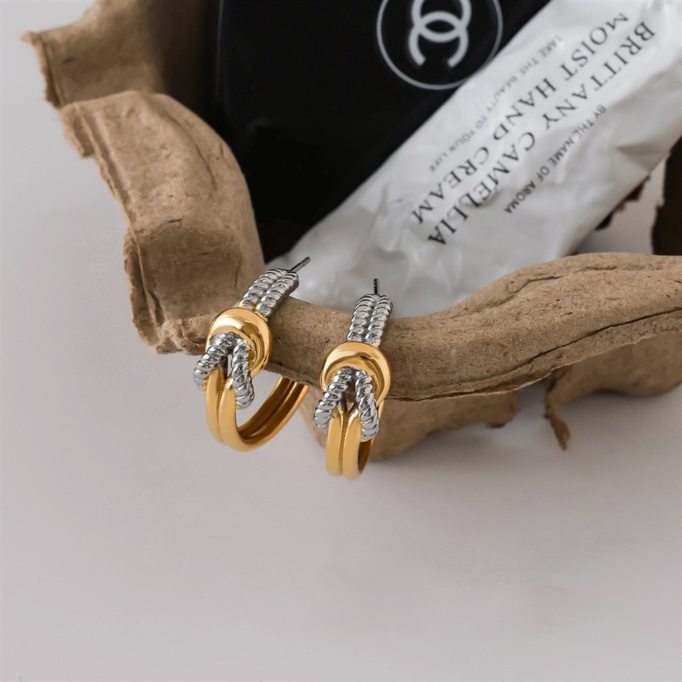 Stainless Steel Two Tone Knot Hoops high quality