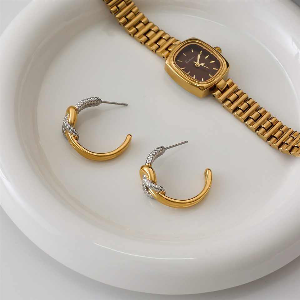 Stainless Steel Two Tone Knot Hoops best
