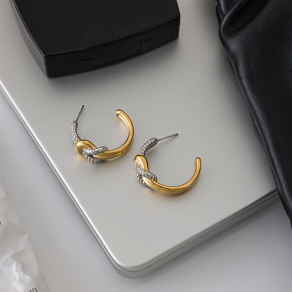 Stainless Steel Two Tone Knot Hoops price
