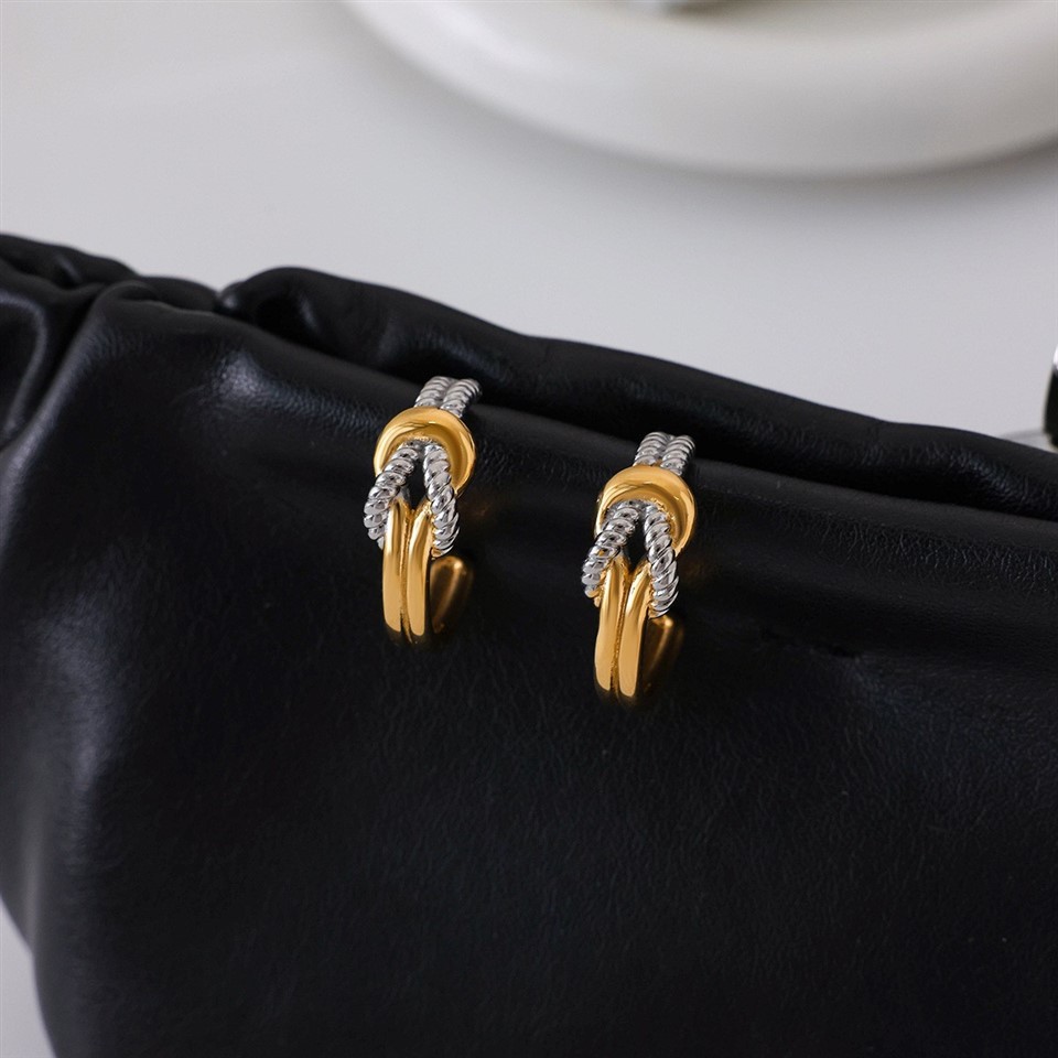 Stainless Steel Two Tone Knot Hoops best
