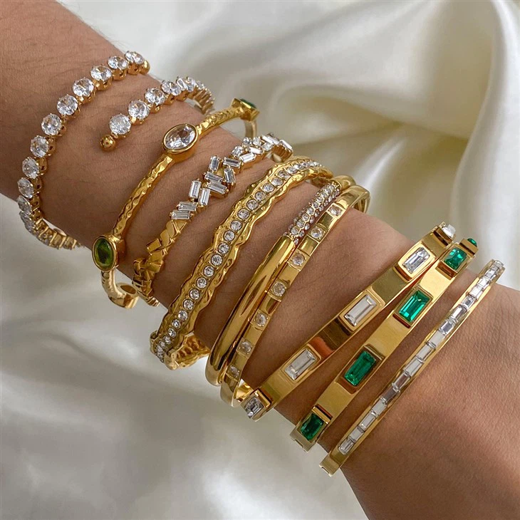 Stainless Steel Zircon Stone Bangles