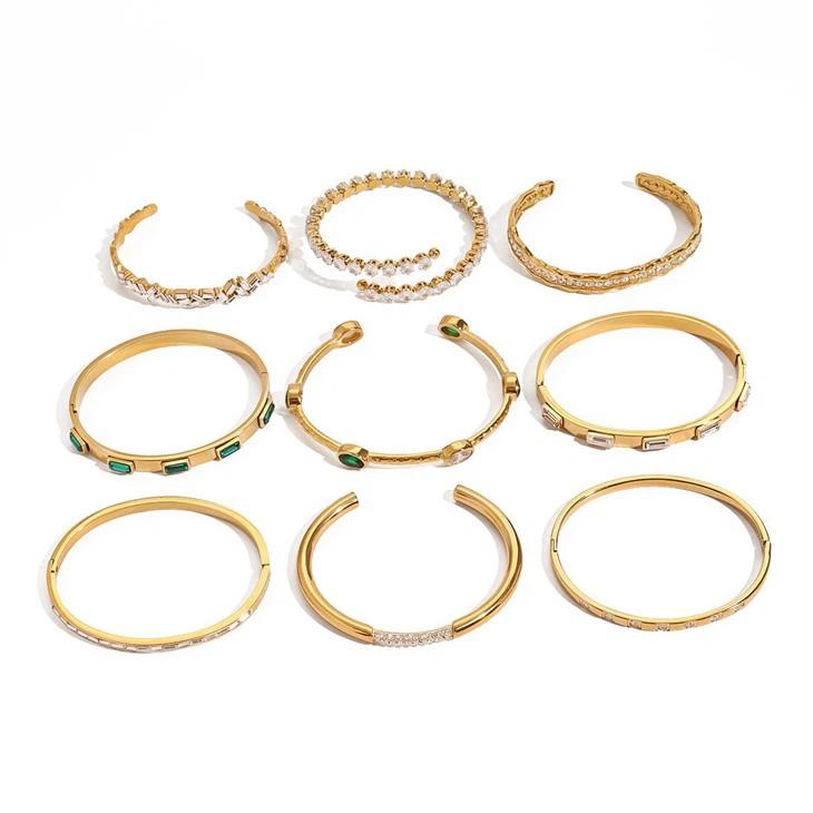 Stainless Steel Zircon Stone Bangles