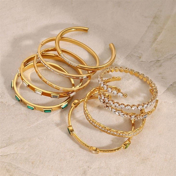Stainless Steel Zircon Stone Bangles