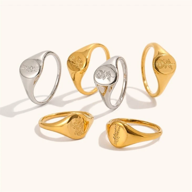 Sunflower Engraved Signet Ring suppliers