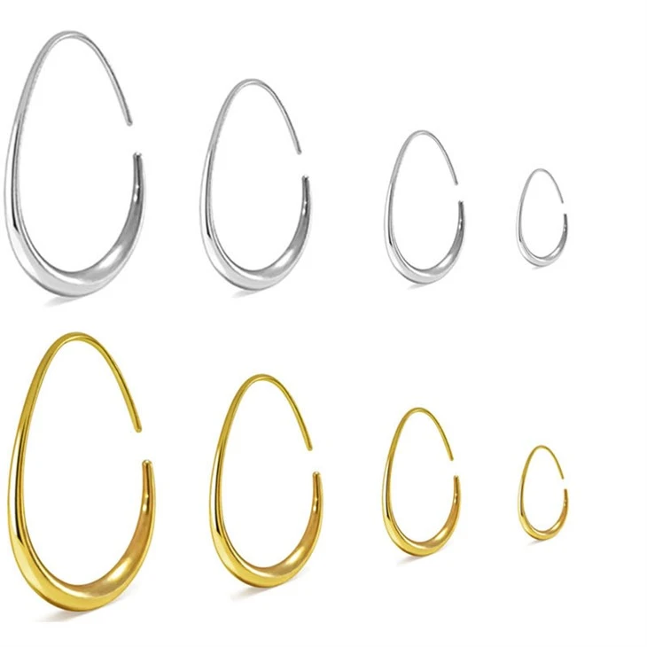 Teardrop Open C Hoop Earrings