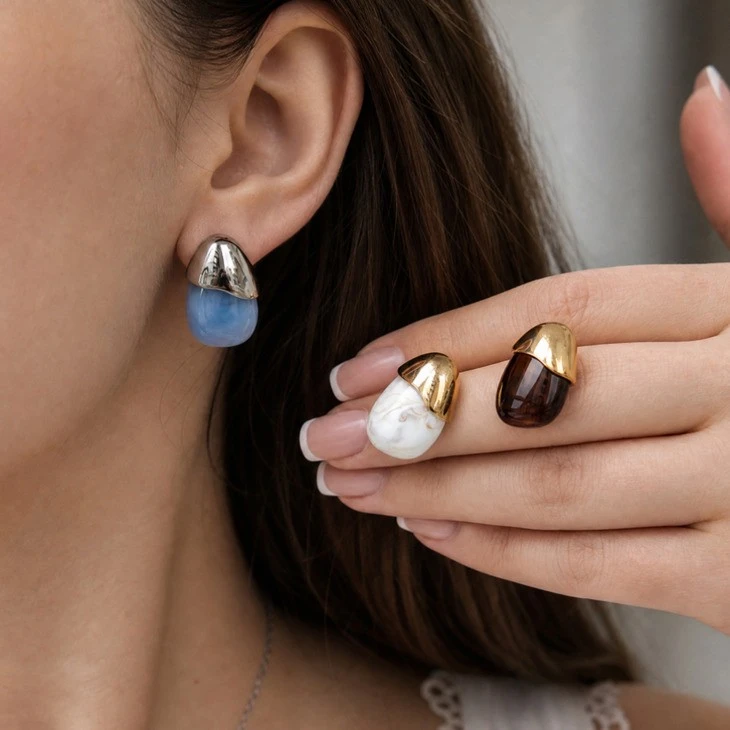 Teardrop Resin Cap Stud Earring price