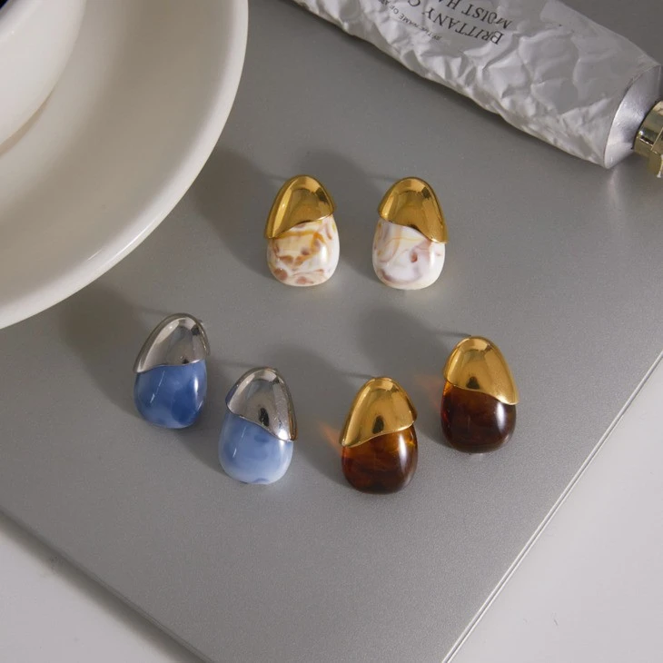 Teardrop Resin Cap Stud Earring factory